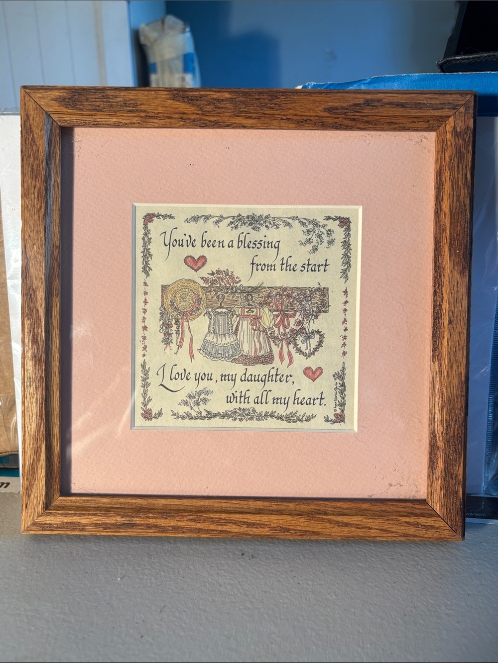 VTG 9x9 Creative Calligraphy Lynn Norton Parker “To My Daughter” Framed Art